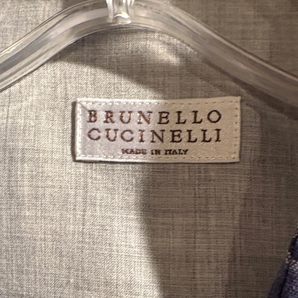 Brunello Cucinelli Navy Linen Checkered Shirt - Picture 2 of 5